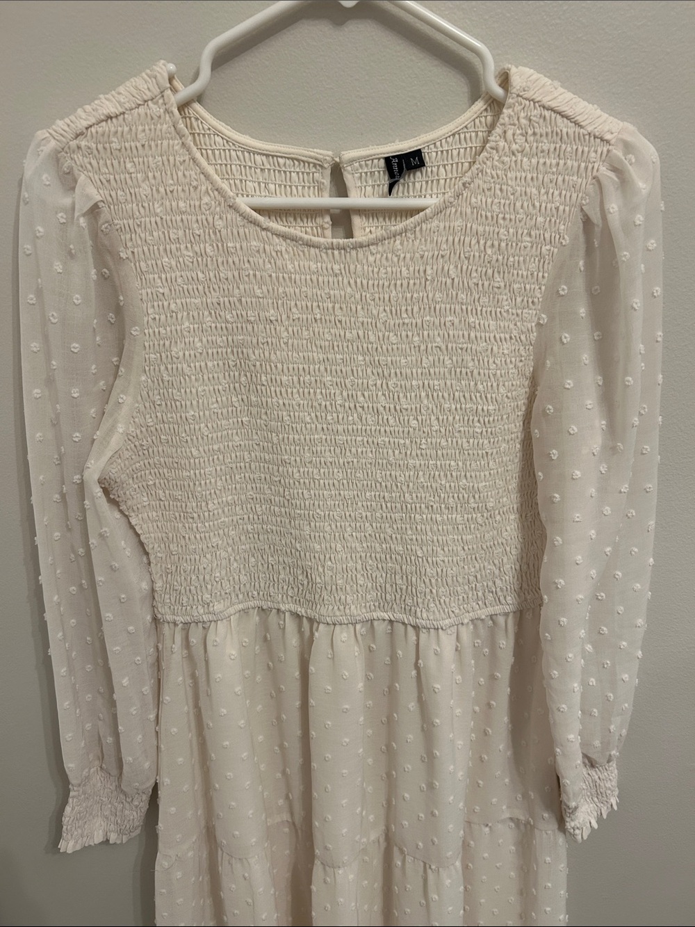 White Smocked Tiered Midi Dress - Picture 2 of 5